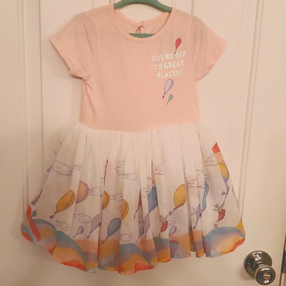 2T Pink White Peach Aqua Lavender Pastel Dr. Seuss Party Dress